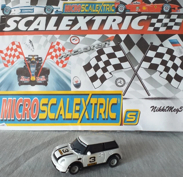 AUTO DA RALLY BMW Mini Micro Scalextric bianca 3 scala 164 Hornby