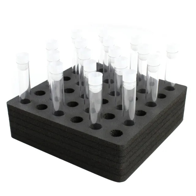 Test Tube Freezer Rack Black Foam Stand Transport Holds 36 Fits up to 16mm