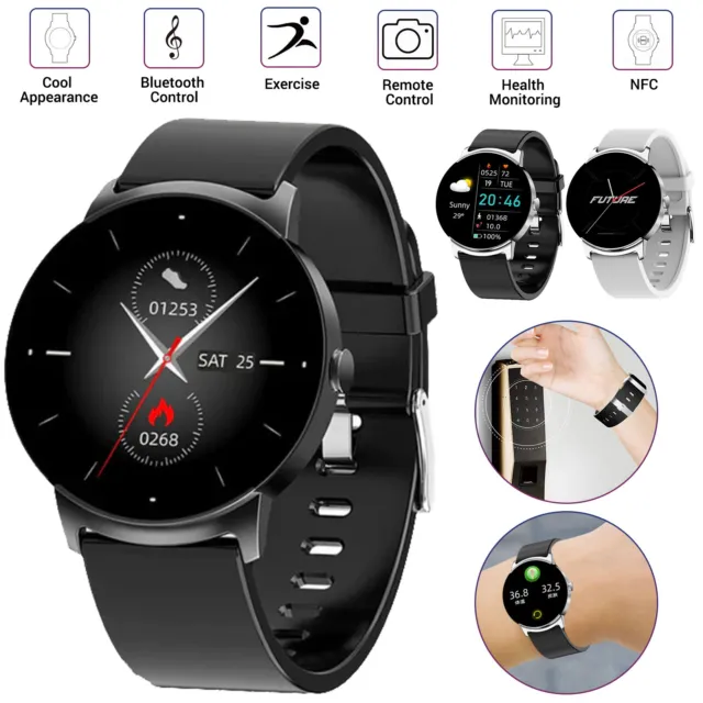 KS02 Non-Invasive Blood Glucose Test Smart Watch New Bluetooth Watch Built  in NFC for Android & iOS (Color : White)