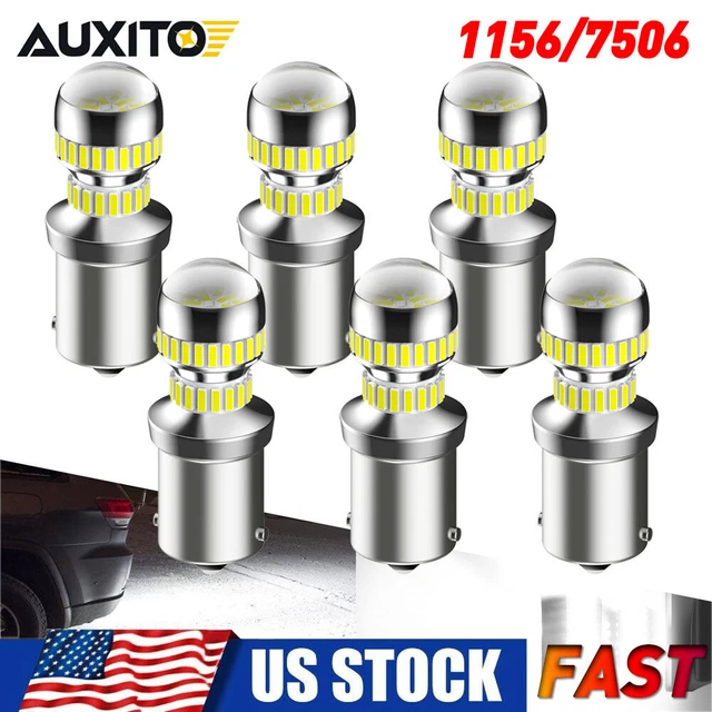 6pcs CANBUS 1156 7506 LED Reverse Back Up Brake Light Bulbs 6000K White Lot EAC