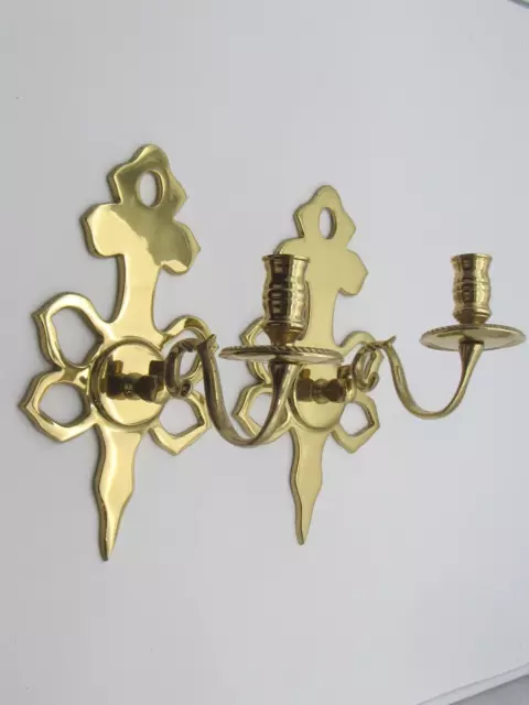 Pair VIRGINIA METALCRAFTERS  Solid Brass Heavy Candlestick  Wall Sconces 2019