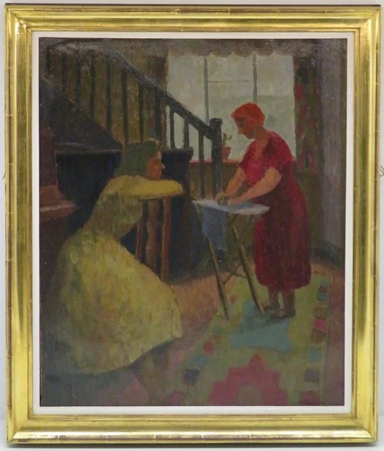 Lovely MID 20th CENTURY British ORIGINAL INTERIOR PORTRAIT Study Oil Painting