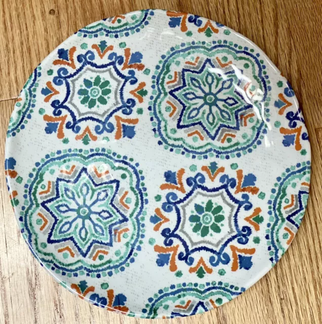 Cynthia Rowley Blue Green Orange Medallion MELAMINE Salad Plates Set Of 4