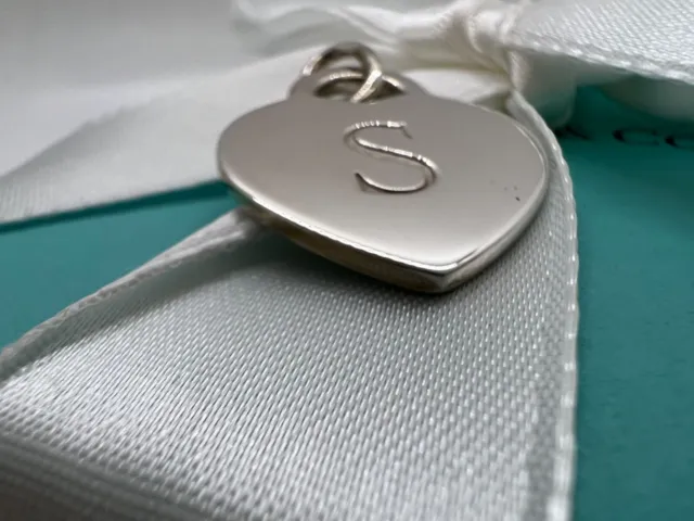 Tiffany &Co. Alphabet Letter S Heart Charm for bracelet or Necklace Sterling 925 2