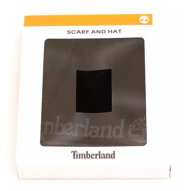 Timberland Black & Gray Knit Scarf & Reversible Beanie Men's One Size New in Box