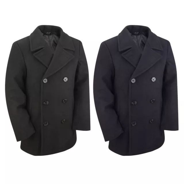 PEA COAT US Navy Military Vintage Style Wool Jacket Classic Dress Suit ...