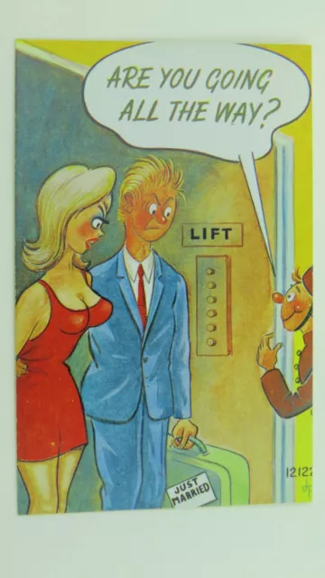 Vintage Risque Comic Postcard Blonde Big Boobs Wedding Honeymoon Elevator Lift 374 Picclick