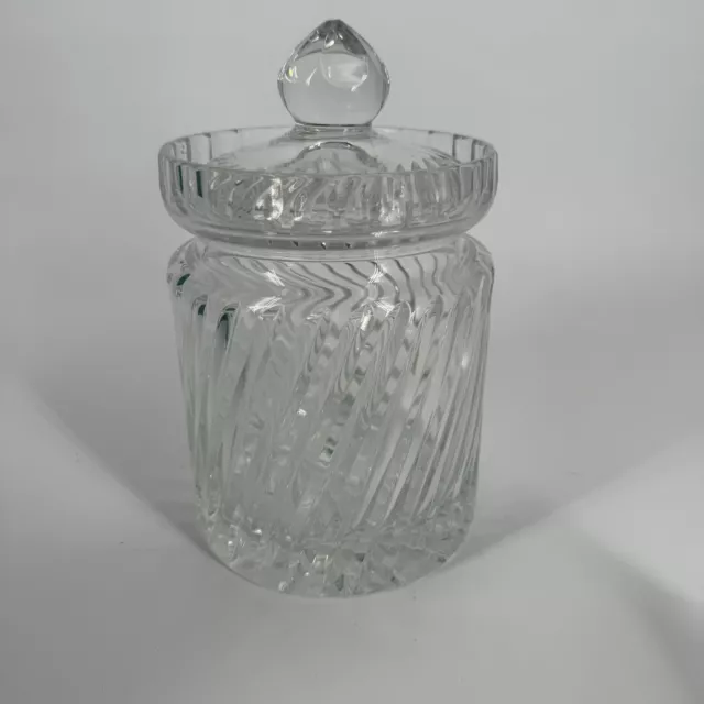 Vintage Crystal Swirl Pattern Biscuit Barrel, Cookie Jar, Glass Candy Jar