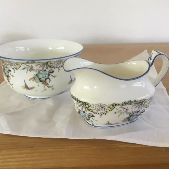 Samuel Radford Fenton  Art Deco  “Web” Pattern Milk Jug And Sugar Basin. 1913