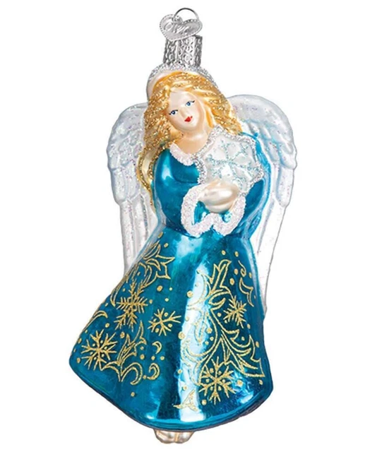 Old World Christmas | GLISTENING SNOWFLAKE ANGEL ORNAMENT ✪NEW✪ 10202 RARE BLUE
