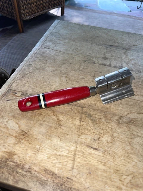 Vintage EKCO / A&J Knife Sharpener Red Wood Handle  USA