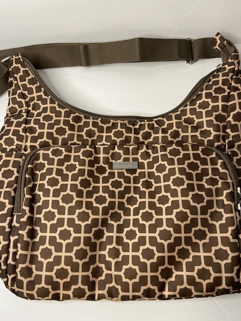 Baggallini Brown Geometric Crossbody Purse Bag EUC