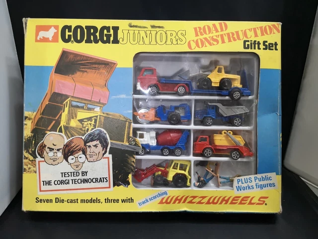Ancien Coffret Corgi Juniors N°3100 - 7 Engins De Chantier Miniatures En Boîte D'origine - Édition 1979
