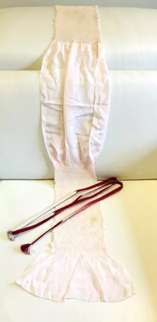Sciarpa vintage giapponese rosa pallido seta shibori obige e cavo Obijime per kimono