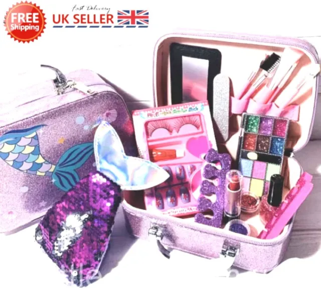Girls Princess Pretend Makeup Set Mermaid Make Up Kids Children Toy Gift UK NEW
