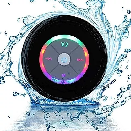 JUSTOP Rainbow LED Bluetooth Shower Speaker With FM Radio, IP67 Portable Fully W