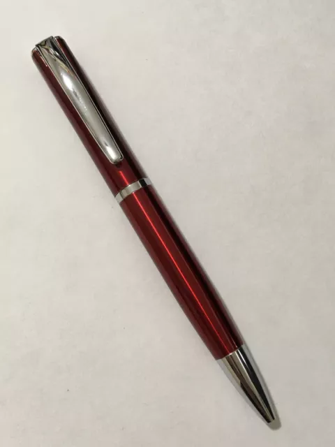 New Jinhao 819 Red Lacquer Chrome Trim Ballpoint Pen-Blue Ink-Uk Seller.