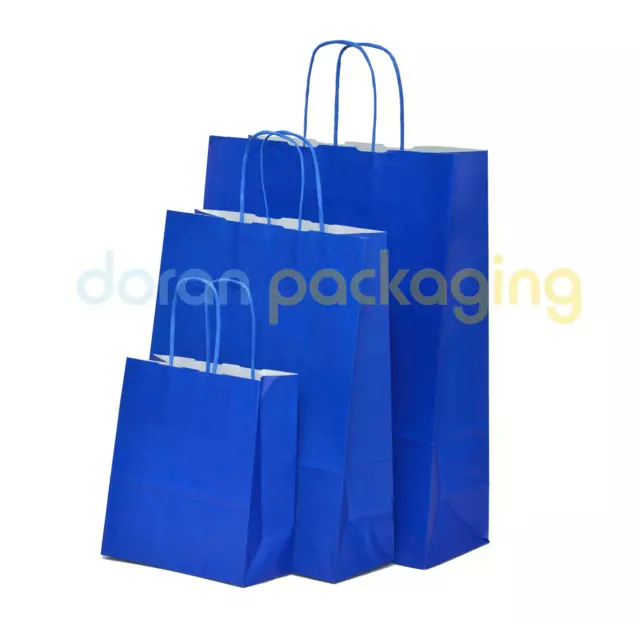 Blue Paper Bags Twist Handle Party and Gift Carrier / Paper Bags With Handles