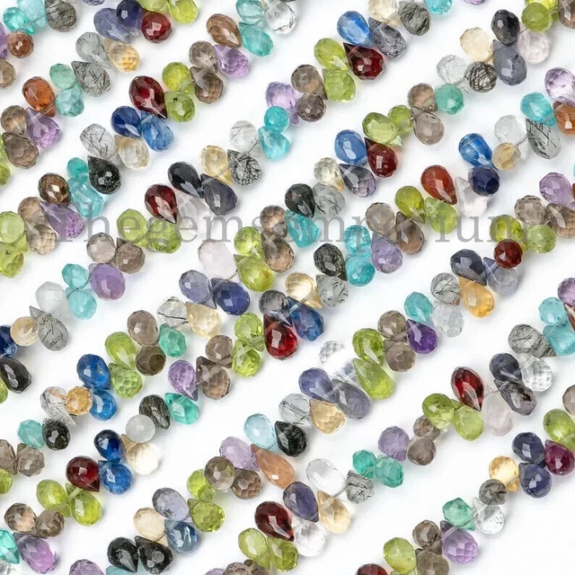 A++ Natural Multi Mix Couleur Facettes Teardrop Gemstone 10Beads pour la...