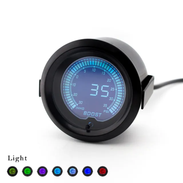 2" 52mm Digital 7 Color LCD EVO PSI Turbo Boost Gauge Vacuum Pressure Car Meter