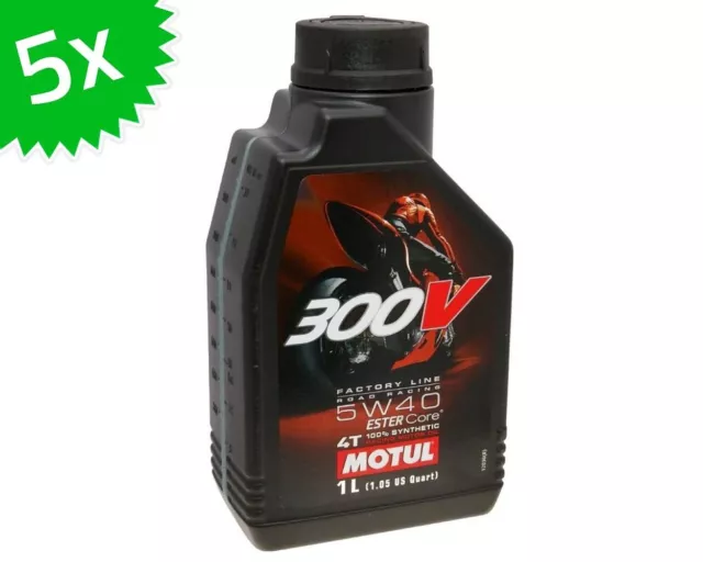 Huile moteur MOTUL 4T 300V 5W40 FL Road Racing 4 temps 1 litre (5x)