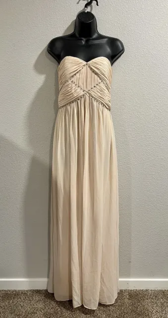 Pearl Georgina Of Marchesa Beaded Ruched Chiffon Formal Dress Size 10 US