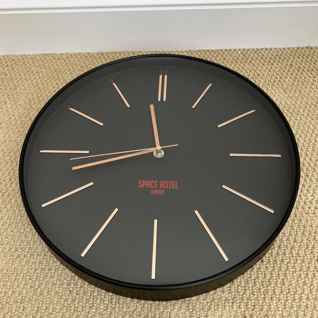 Space Hotel London Large Wall Clock - Red And Black Battery Powered