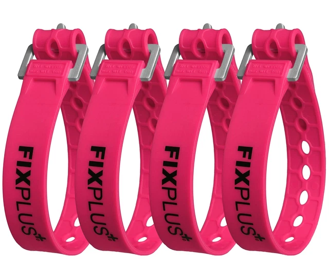 Lot De 4 Sangles Nano Slim Fit Fixplus - 150x1,2cm - Boucle Aluminium - Pour Attacher Et Serrer En Tout Sécurité