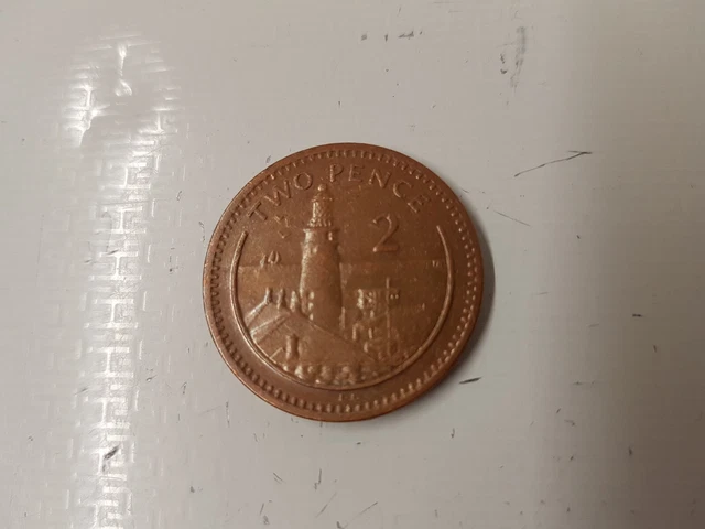 Queen Elizabeth II Gibraltar 2p coin / 1999 / Europa Point Lighthouse image
