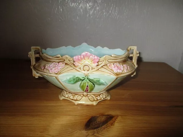 Keramikschale Jardiniere Jugendstil Majolika wunderschönes Motiv 21 cm