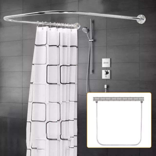 Barra de cortina de ducha en forma de Cortina de ducha barra de ducha acero inoxidable barra de cortina de baño