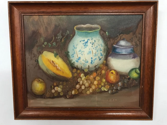 Tableau Peinture à L'huile Nature Morte Bouquet De Fleurs Coquelicots Et Genêts - Raymond Goubert