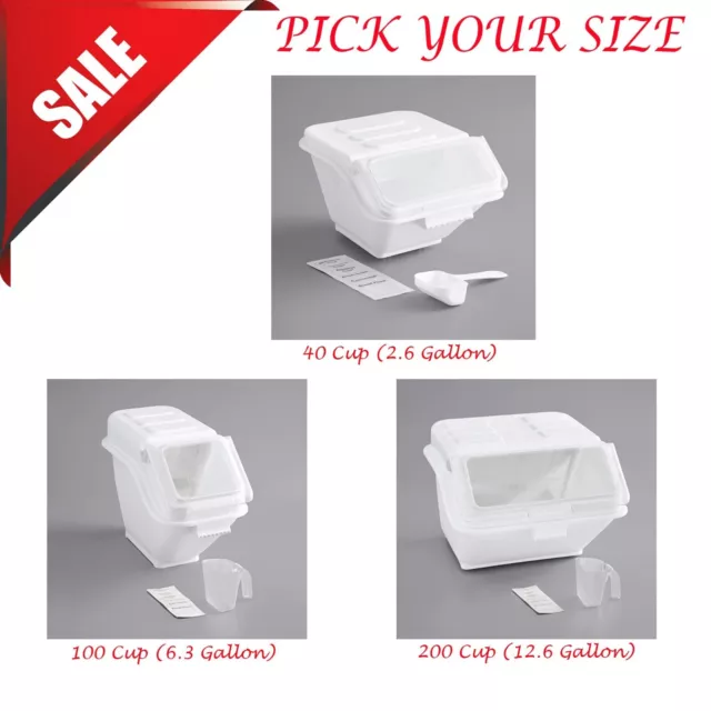 PICK YOUR SIZE Gallon Cup Shelf Ingredient Bin w/ Measuring Flip Lid Scoop