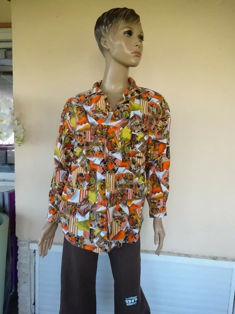 Chemisier Tunique Vintage Carole Richard - Blanc & Vert, Rayures, Taille 40/42 - Neuf Sans étiquettes, 100% Coton