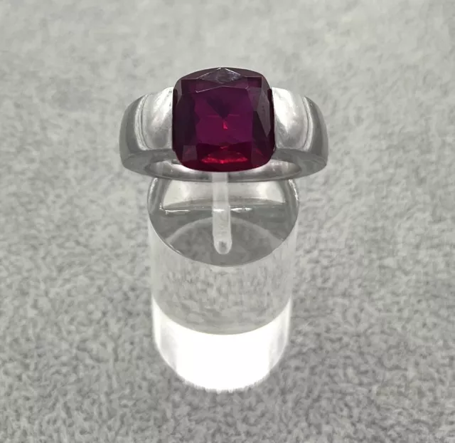 925 Bague en Argent Zircon, Rouge, Taille de au Choix 59, Femmes, Tension