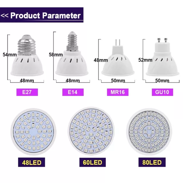 E27 MR16 GU10 Grow Lamp Full Spectrum Led Grow Light Bulb E14 1-12pcs Hydroponic 2