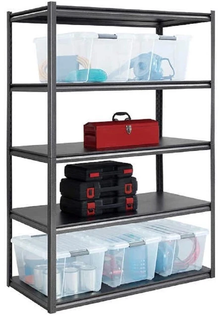 Whalen 5-Shelf Heavy Duty Steel Shelving Unit, 48" W x 24" D x 72" H, Black