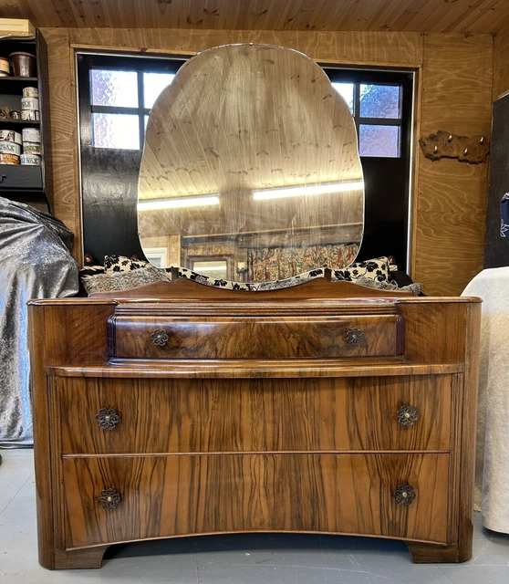 Vintage Austin Suite Tiger Striped Dressing Table With Mirror