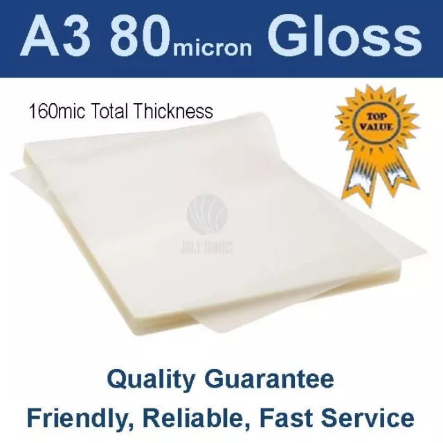 A3 Laminating Pouches Film 80 Micron Gloss (PK 100)