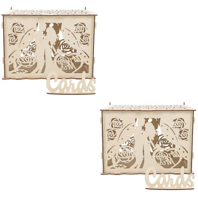 2x rustikal  diy hölzern  zart  Jahrestag Box für Hochzeits-Namenskarten