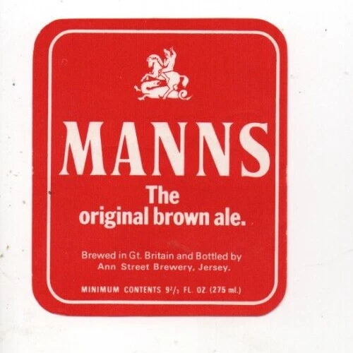 Jersey - Vintage Beer Label - Ann Street Brewery, St. Helier - Manns Brown Ale
