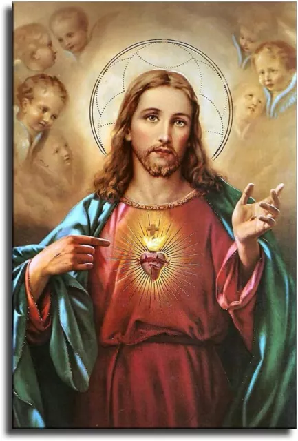 Sacred Heart of Jesus Poster Divine Mercy Picture Print Canvas Wall Art Home