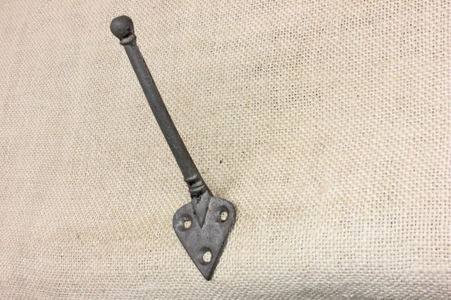 Old Coat Hook Single Heart School Farmhouse Rustic Cast Iron 5” Vintage 1850’s