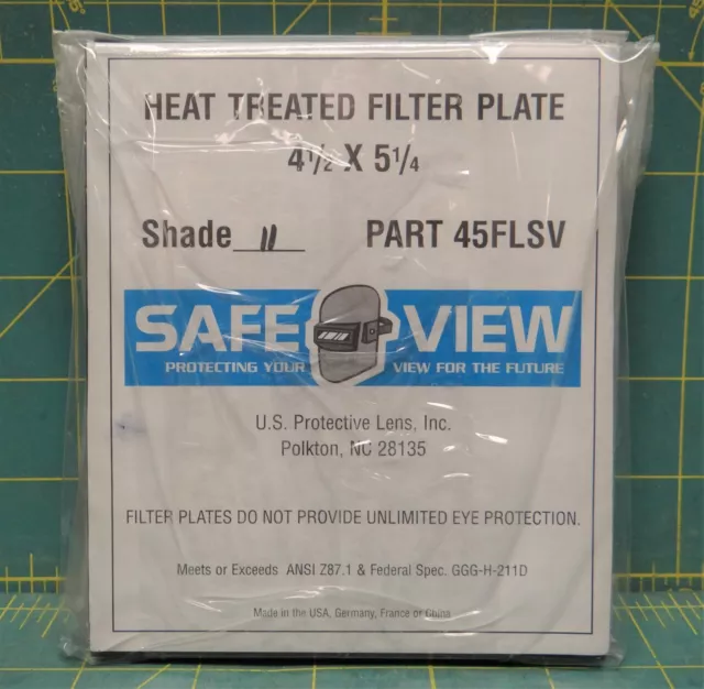 (5) Safe View Heat Treated Filter Plates, Shade 11, 4-1/2 x 5-1/4" Part #45FLSV