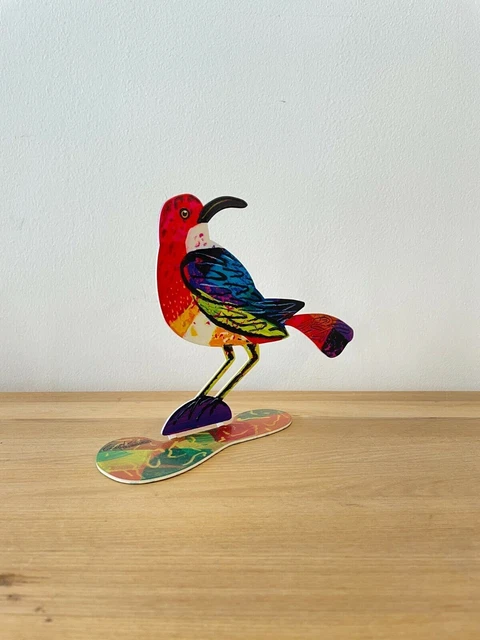 Pop art Metal "Friendly Bird" escultura pintada a mano por DAVID GERSTEIN 3