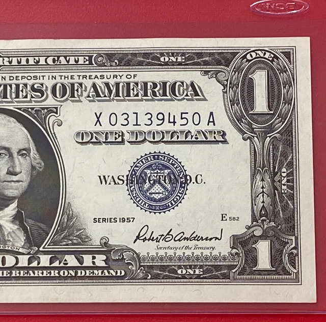 1957 $1 Dollar Silver Certificate (Blue Seal) Block X-A , Uncirculated