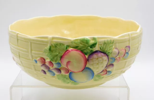 VINTAGE c1930s CLARICE CLIFF X-Large FRUIT BASKET BOWL - Pink - Excellent