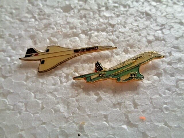 Job lot of 2 British Airways Concorde Airline metal lapel pins