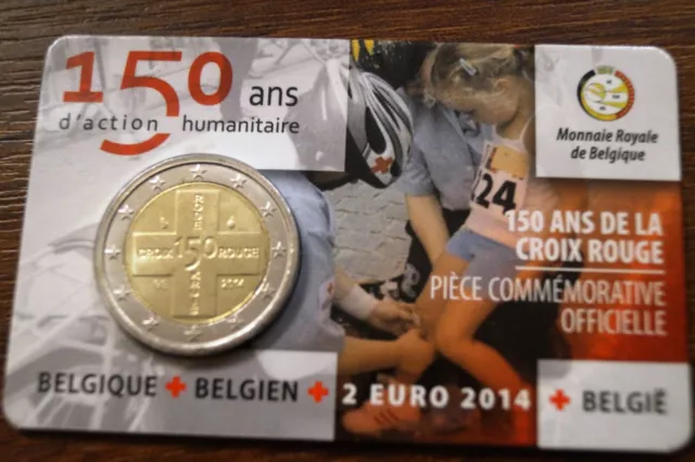 Belgica 2 Euros 2014 - Conm. 150 Años De La Cruz Roja - En Coincard