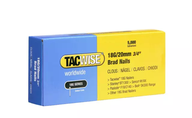 20000 Tacwise 18 Gauge 20mm Brad Nails Galvanised for Nail Guns 18G - 0395